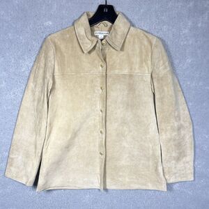 Pendleton Leather Jacket Button Up Women’s Small Tan Western Coat Beige